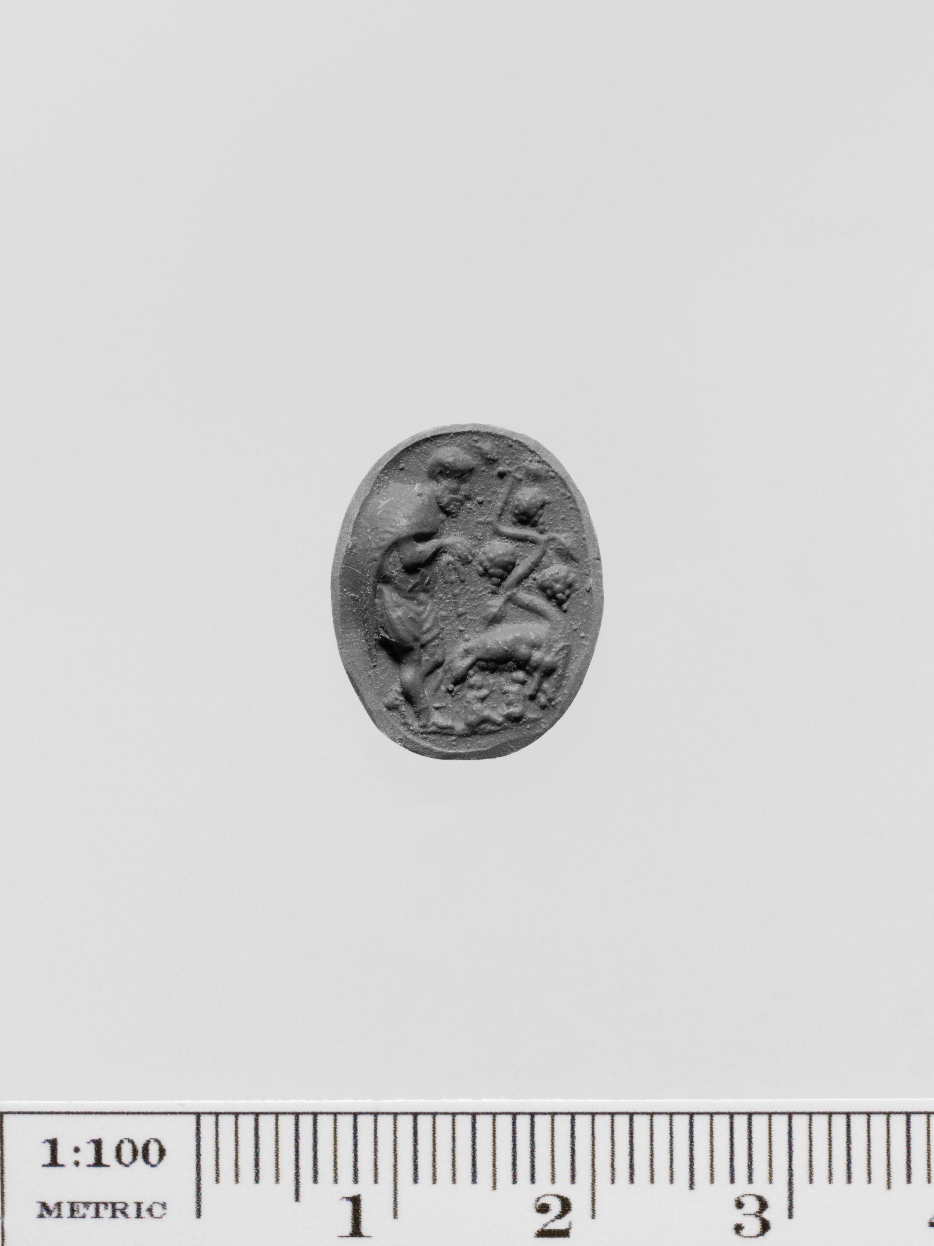 Opaque blue Roman glass engraved gem.