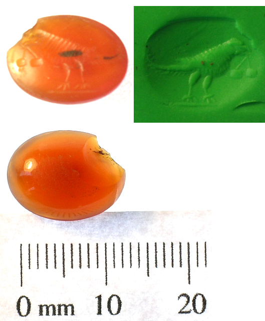Carnelian Roman intaglio removed from a finger ring.